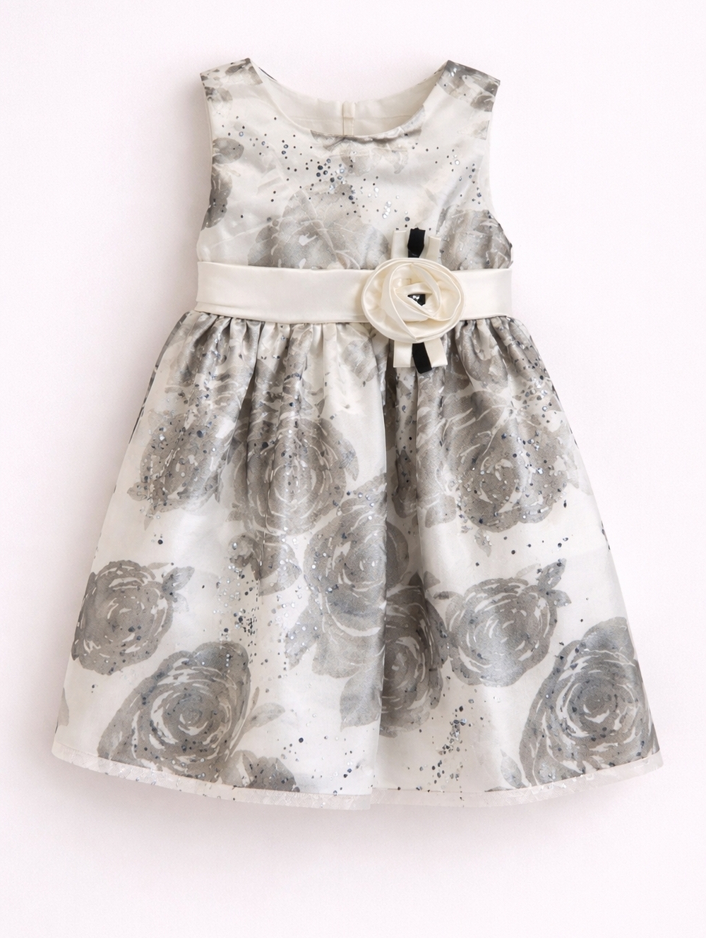 Jayne Copeland Toddler Girls 3T Formal Dress Silver Floral Party Wedding Holiday